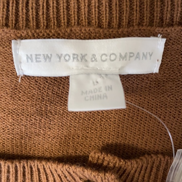 NWT New York & Company Brown Beaded Cardigan SZ L - Picture 6 of 9
